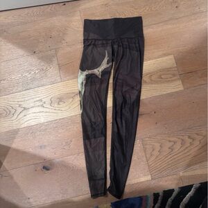 Teeki Black Leggings with Antler Graphic